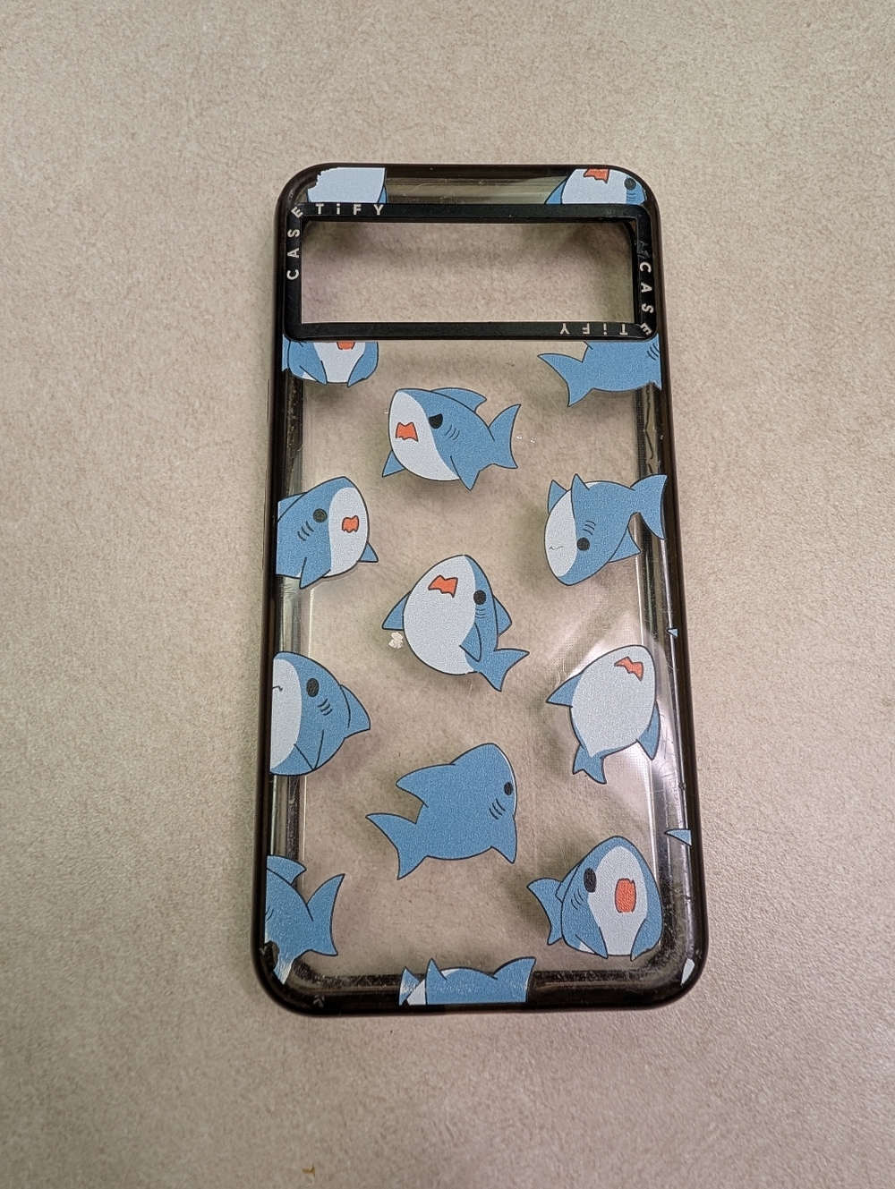 Casetify Clear Case with Playful Blue Shark Motif